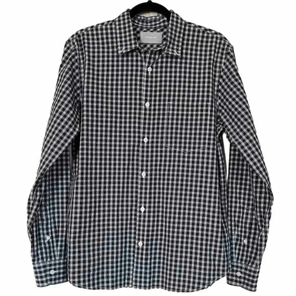 Everlane Other - Everlane Men’s Plaid Shirt Size M Black White Long Sleeve Button Down  Collared